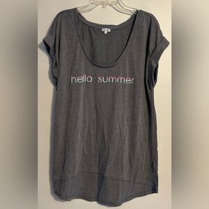 Gray Women's Top with 'Hello Summer' Print size large Kismel